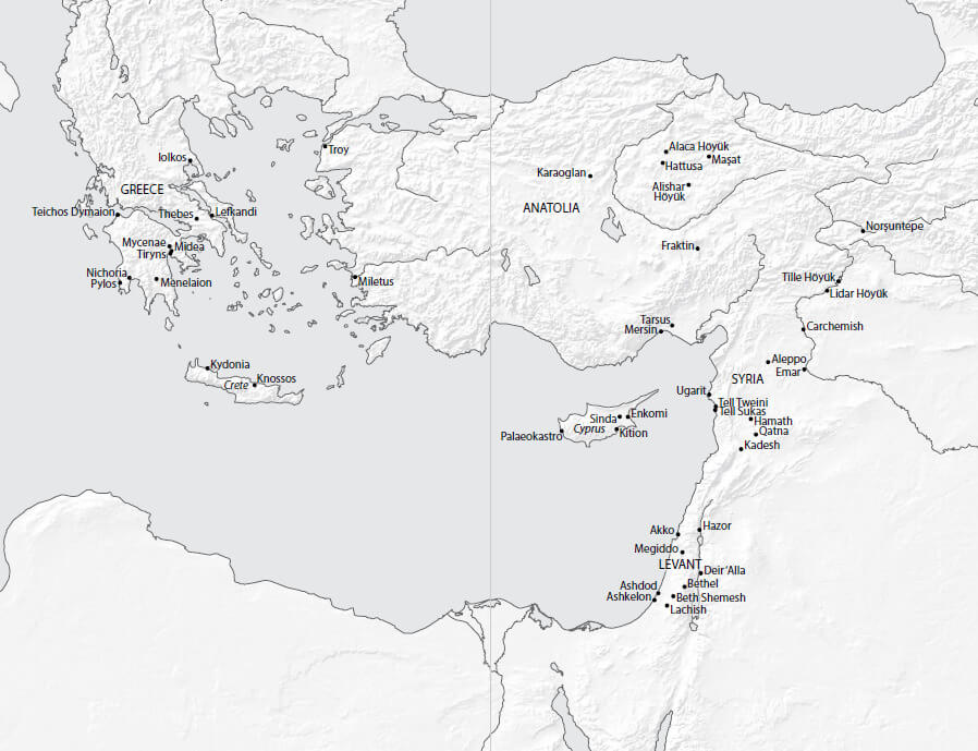 “Sites destroyed ca. 1200 BC” (Cline, Eric H. 2014. 1177 B.C The Year Civilization Collapsed. Princeton: Princeton University Press: 110-111 Figure 10).