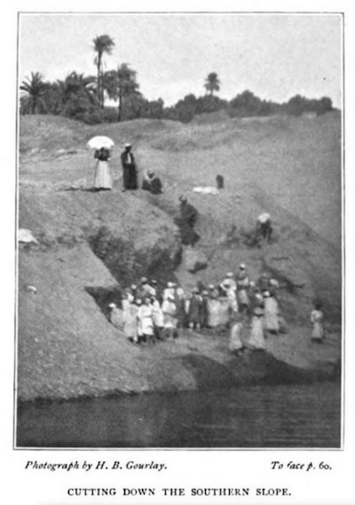 Excavations at the Temple of Mut in Karnak, c. 1897 (Public domain).