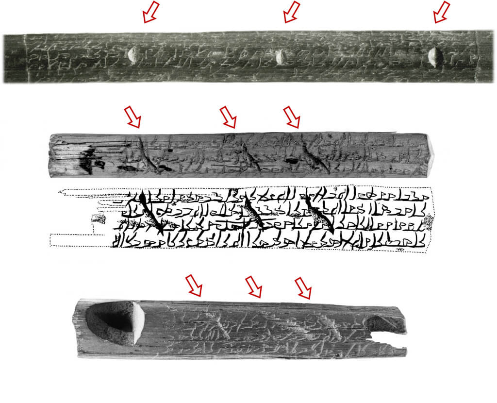 Regular notches and incisions across the text demonstrate a deliberate invalidation of the documents (photos © Bavarian State Library, Munich; facsimile © P. Stein).