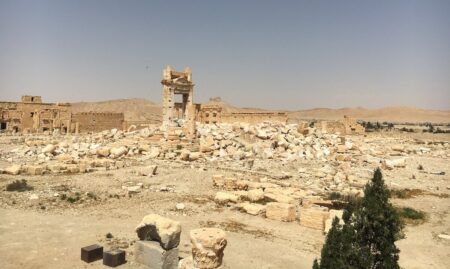 The nature of the destroyed architectural elements inside the temple. Photo taken in 2016 by M. Abdulkarim.