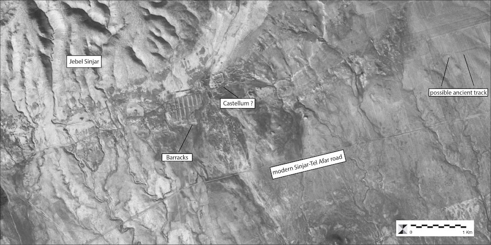 CORONA image (Mission 1102, December 1967) of Ain Sinu and its neighbouring regions. Major features are indicated. Map and graphic elaboration by R. Palermo.