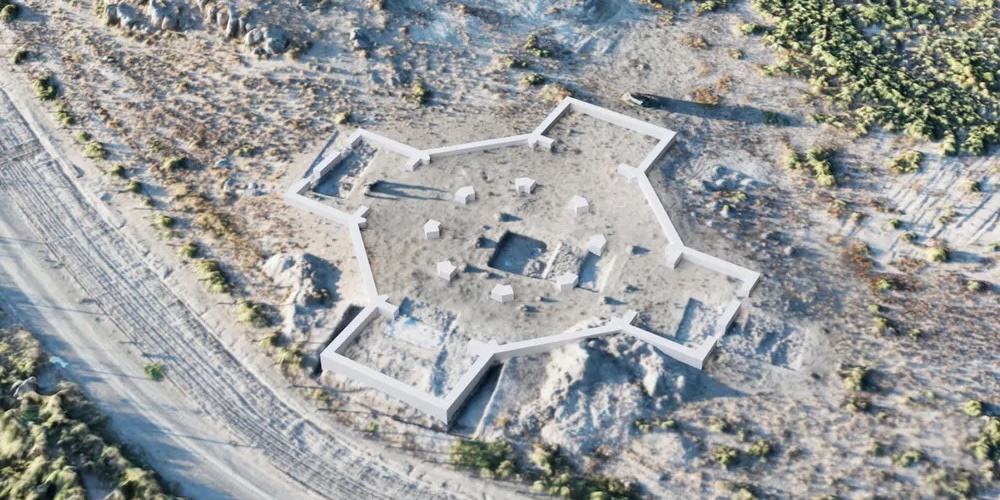 This digital reconstruction of the Armenian church's now-degraded walls shows its original shape. © Armenian-German Artaxata Project 