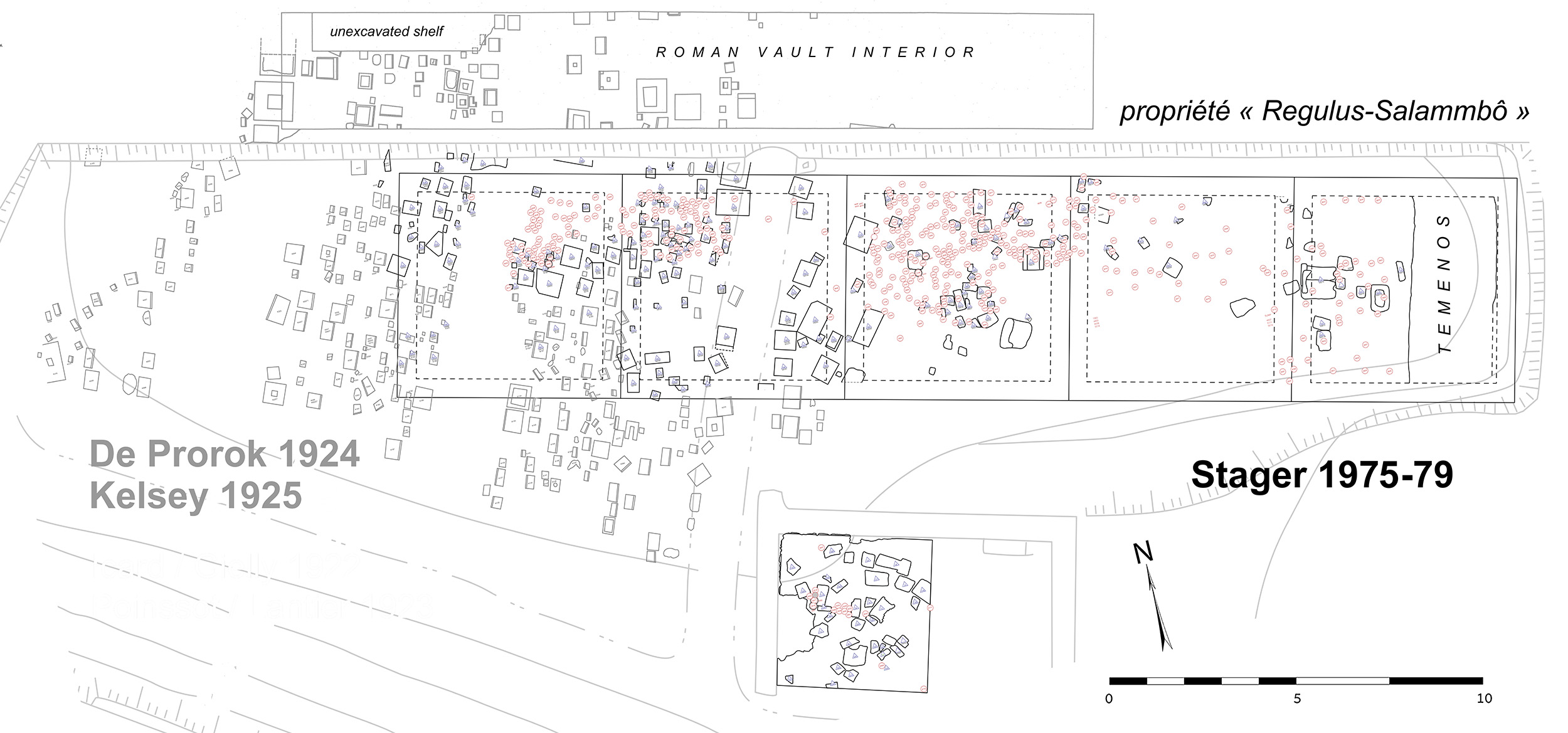 Fig. 7: Precinct of Tinnit and Ba’l, Regulus-Salammbô sector plan (ASOR Punic Project ©2023 Journal of Ancient History 11.2: map 4)