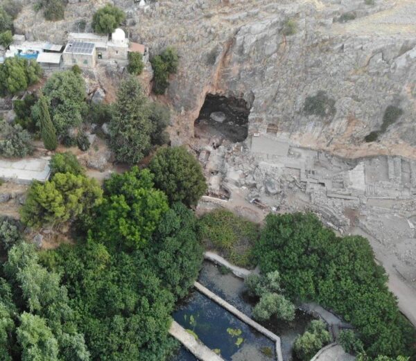Aerial view of the Paneas cultic complex, looking north (Photo by D. Gahali).