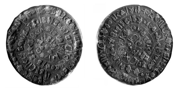 The Phaistos Disc (Photo from A. Evans, Scripta minoa: the written documents of minoan Crete with special reference to the archives of Knossos (Band 1): The hieroglyphic and primitive linear classes, Oxford 1909)