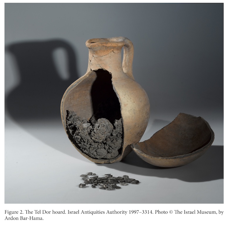 Hacksilber in a pot – the Tel Dor hoard. Israel Antiquities Authority. Photo © Ardon Bar-Hama