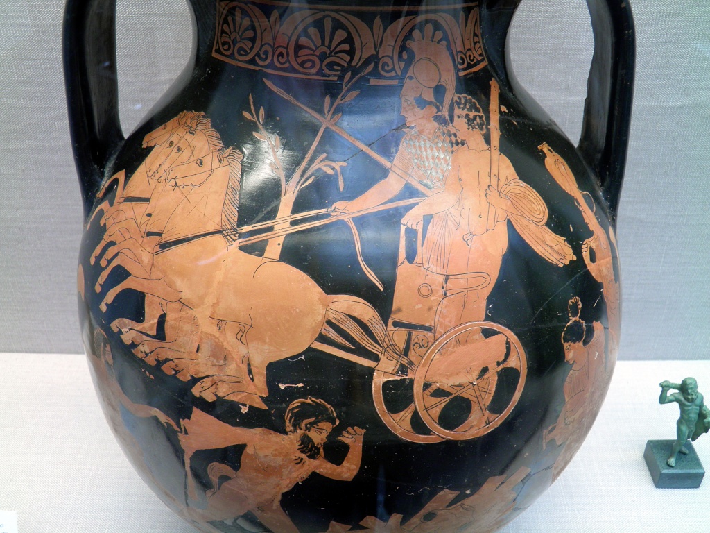 Red-figure pelike depicting Heracles brought to Olympus by Athena, ca 410 BC, attributed to the Kadmos Painter. Credit: Staatliche Antikensammlungen, Munich (8958356382); Carole Raddato; CC BY-SA 2.0