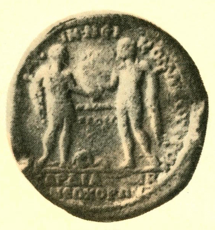 Tylos Raised by Masnes. Credit: BMC Lydia, p 268 § 178, Plato 27, 12.
