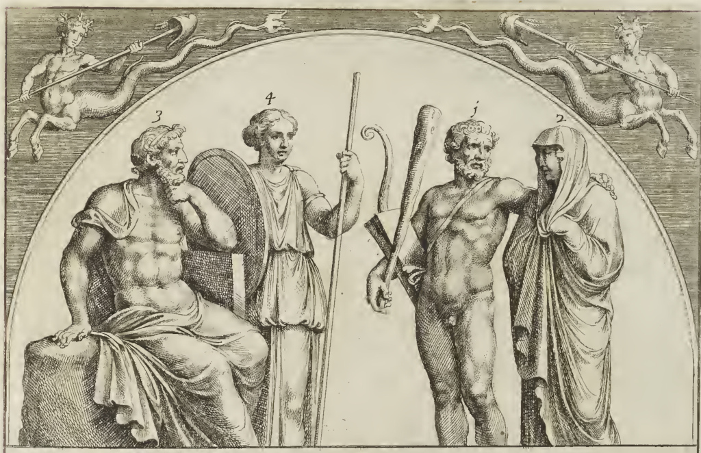 Tomb of the Nasonii. Heracles Leads Alcestis to Admetus. Credit: F. Bartoli et al., Le pitture antiche, tavola 10. Stuart A. Rose Manuscript, Archives, and Rare Book Library, Emory University