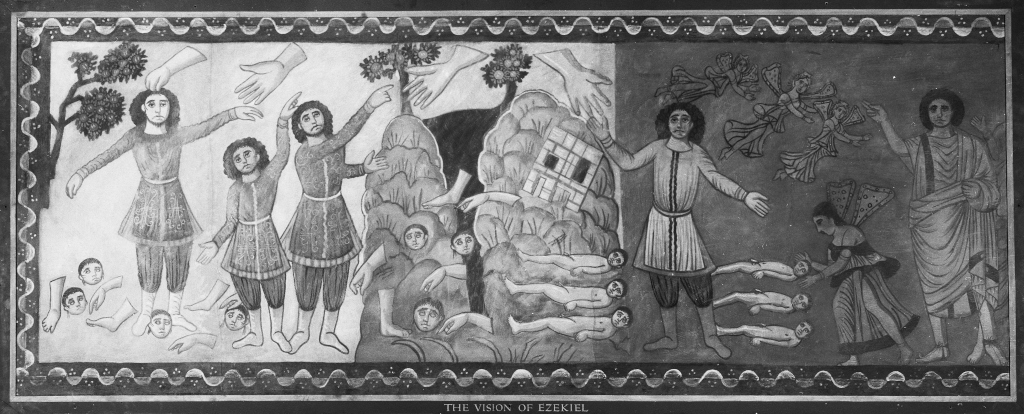 The Vision of Ezekiel. Credit: Yale University Art Gallery, Commissioned by the University. Gouaches on paper by Herbert J. Gute. 1936.127.2