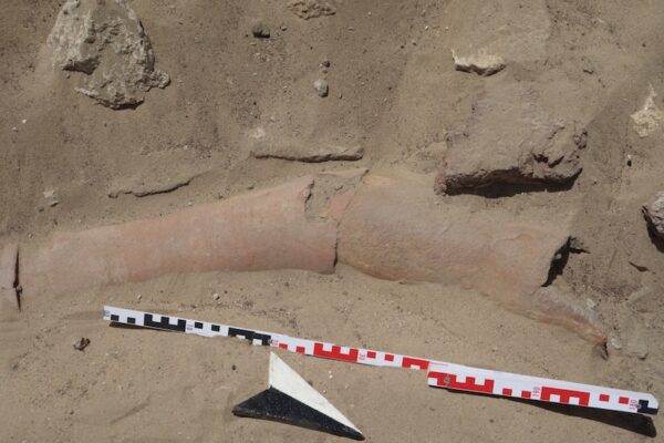 Pipeline in the Repit-Temple at Athribis with the segments being arranged in a bend (photo: H. Köpp-Junk)