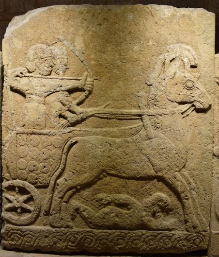 A chariot tramples a naked enemy, Long Wall of Sculpture at Karkemish (photo by G. Paradiso).