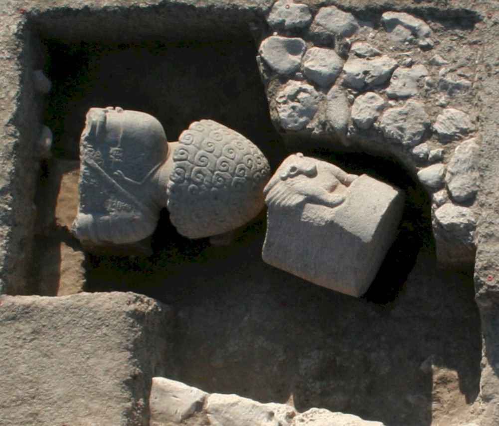 Statue of the Neo-Hittite king Suppiluliuma found buried in a pit at Tell Tayinat (Tayinat Archaeological Project).
