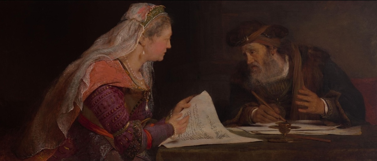 Esther and Mordechai, by Aert de Gelder (ca. 1685). Public Domain, photo courtesy of RISD Museum.