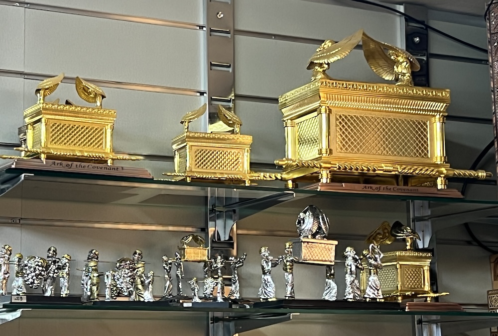 Stacks of Arks for purchase in Shabban’s shop in Jerusalem’s Old City. Photo by Kevin McGeough.