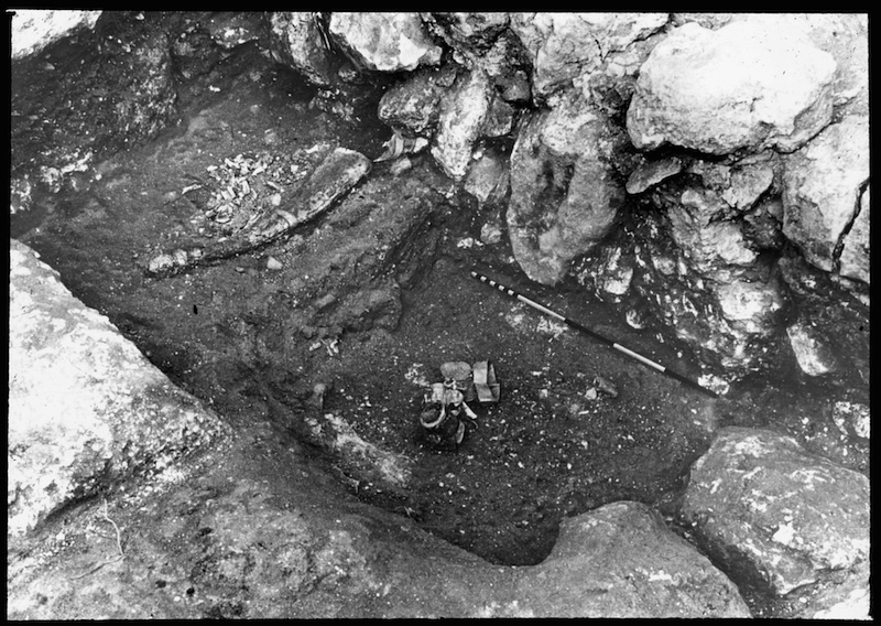 Stratum VIII gold hoard under floor of Room 3100. Image courtesy of Eric H. Cline.