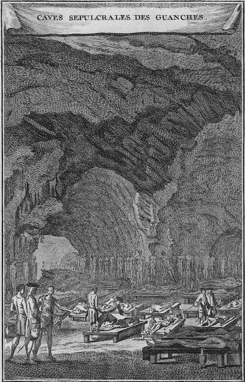 Representation of a Guanche burial cave in Harpe (1780)