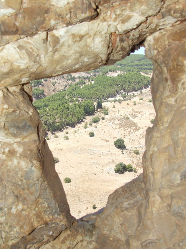 The view from a hewn window in a cliff shelter. Photo courtesy Yinon Shivtiel.