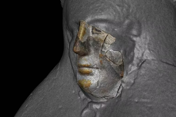 The 3D scan of a mask fragment matches up with the scan of a different well-preserved mask. Image by Carlo Rindi Nuzzolo.