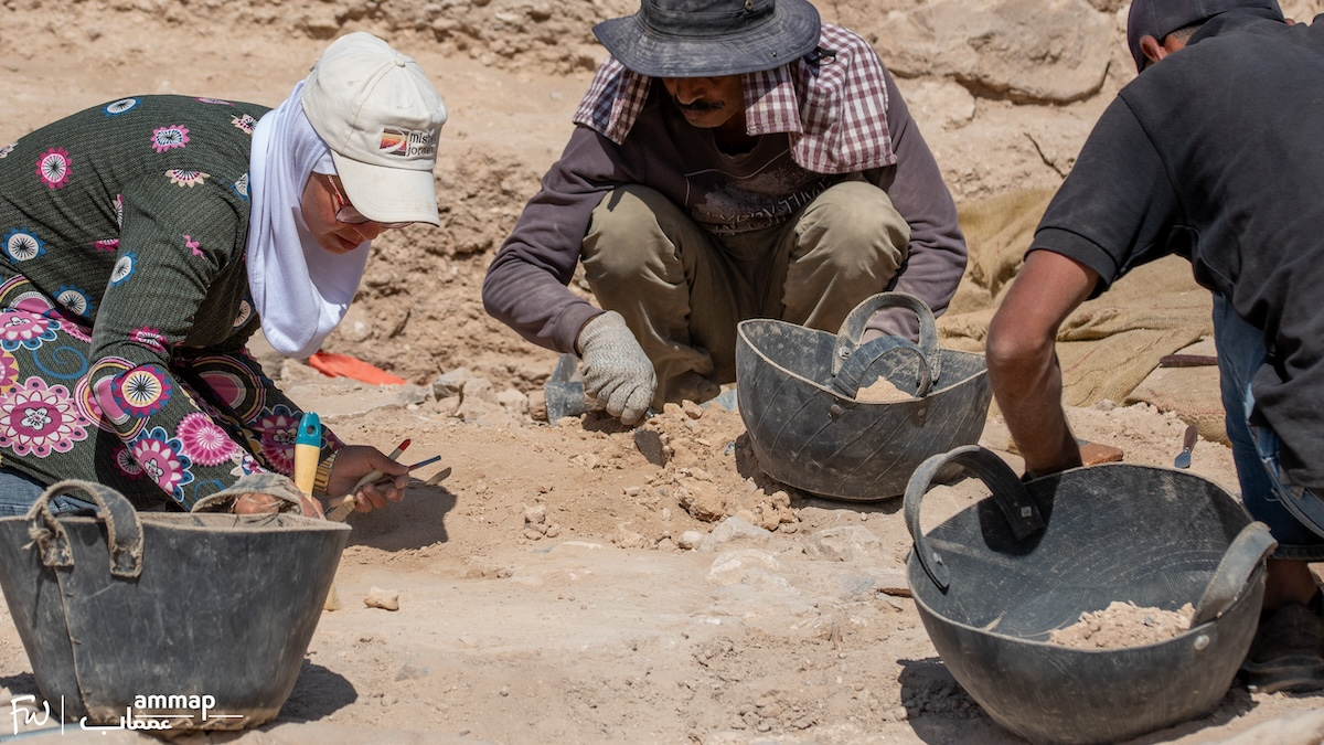 Team excavating the floor of the Monumental Residence. ©Amman Archaeological Project (Münster University, DAI, by Felix Wolter)