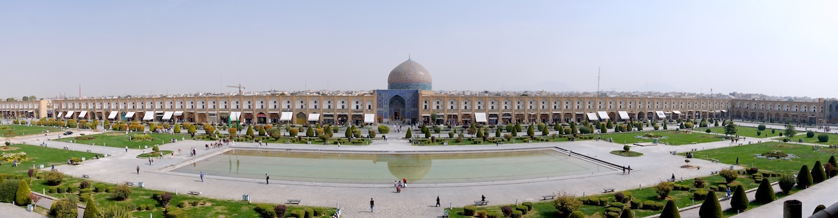 View from the Ali Qapu Palace across Naqsh-e Jahan Square toward the Sheikh Lotfollah Mosque, Isfahan, 2016. © Kiersten Neumann.