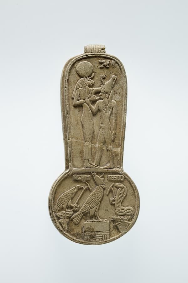 Menat of King Taharqo. Faience. Egypt/Sudan. Third Intermediate Period, Dynasty 25 (747–656 BCE). Bequest of W. Gedney Beatty, 1941. Metropolitan Museum of Art 41.160.104.