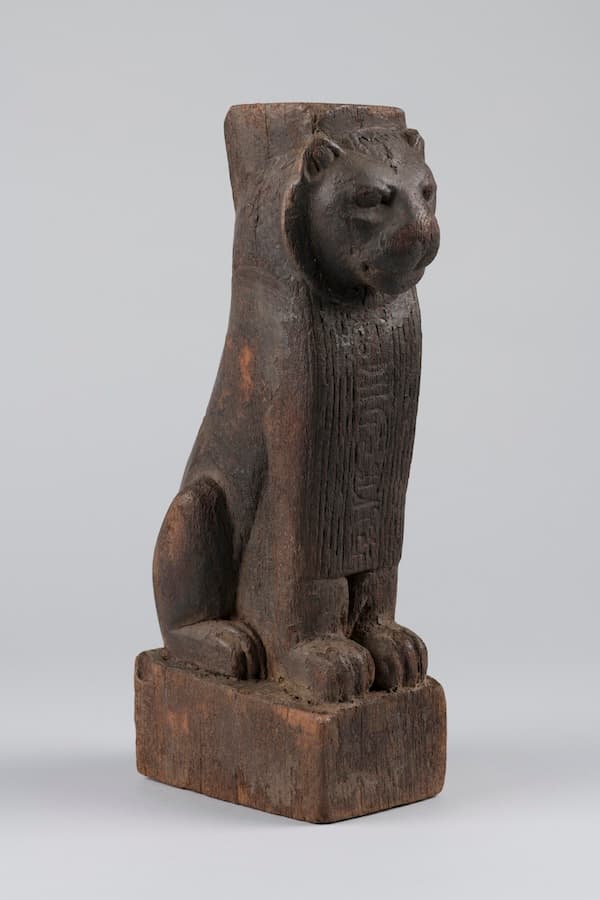 Lion-shaped furniture leg. Wood (sycamore fig, Ficus sycomorus). Egypt/Sudan. Third Intermediate Period, Dynasty 25 (747–656 BCE). Charles Edwin Wilbour Fund, 1948. Brooklyn Museum 37.42E.