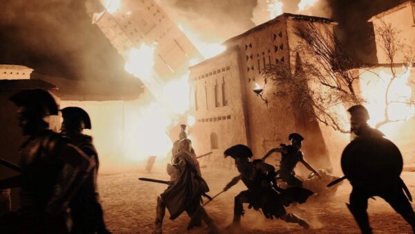 The sacking of Troy as presented in The Odyssey. (Promotional image by Melinda Sue Gordon, © Universal Pictures).