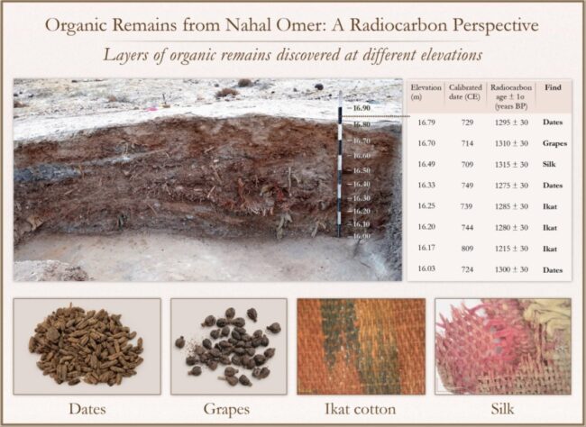 Screenshot of a wall panel in the virtual exhibition: different layers of organic remains within the midden and the corresponding radiocarbon dates.
