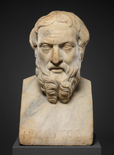 Marble bust of Herodotus, ca. 2nd century CE. Metropolitan Museum of Art 91.8. Public Domain.